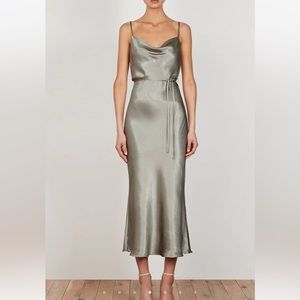 Shona Joy - LA LUNE BIAS COWL MIDI DRESS - SAGE